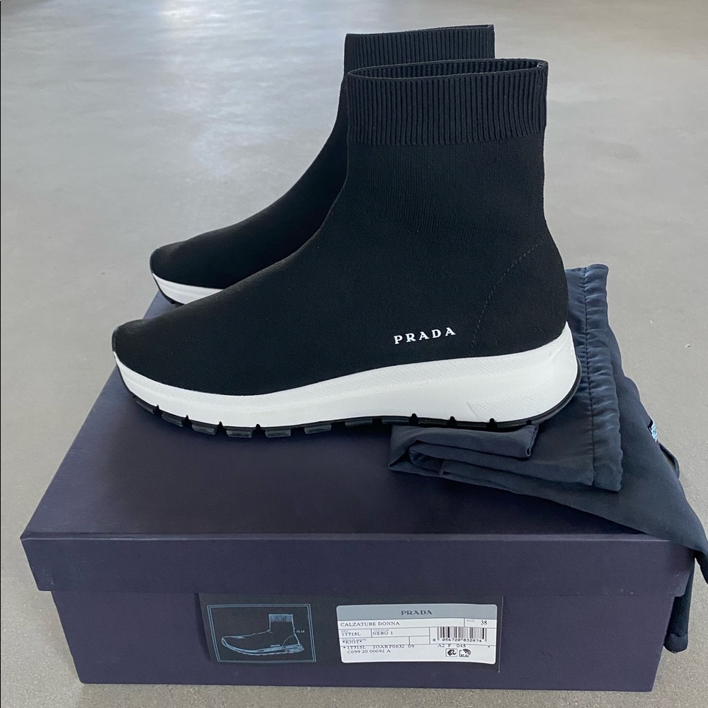 Authentic Prada high ankle sock sneakers